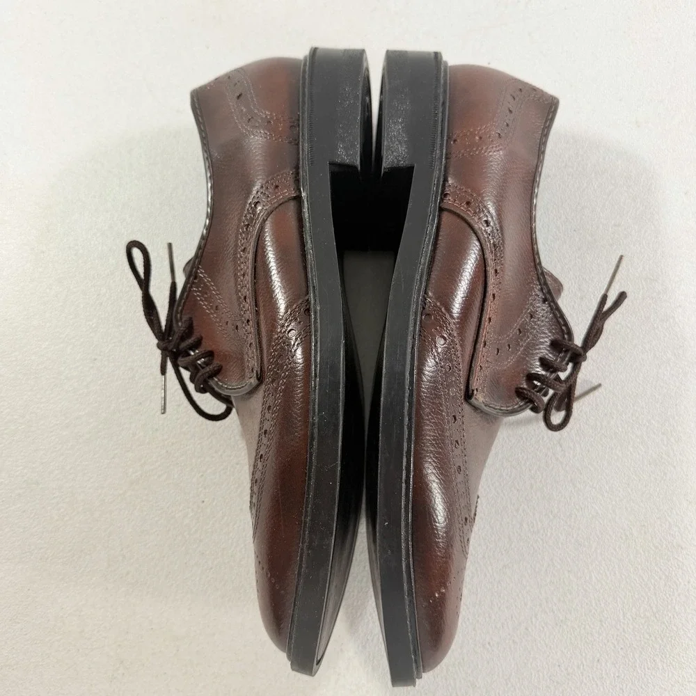 Vintage JB Brown Leather Wingtip Oxford Men's Dress Shoes Size 9 M Made In USA